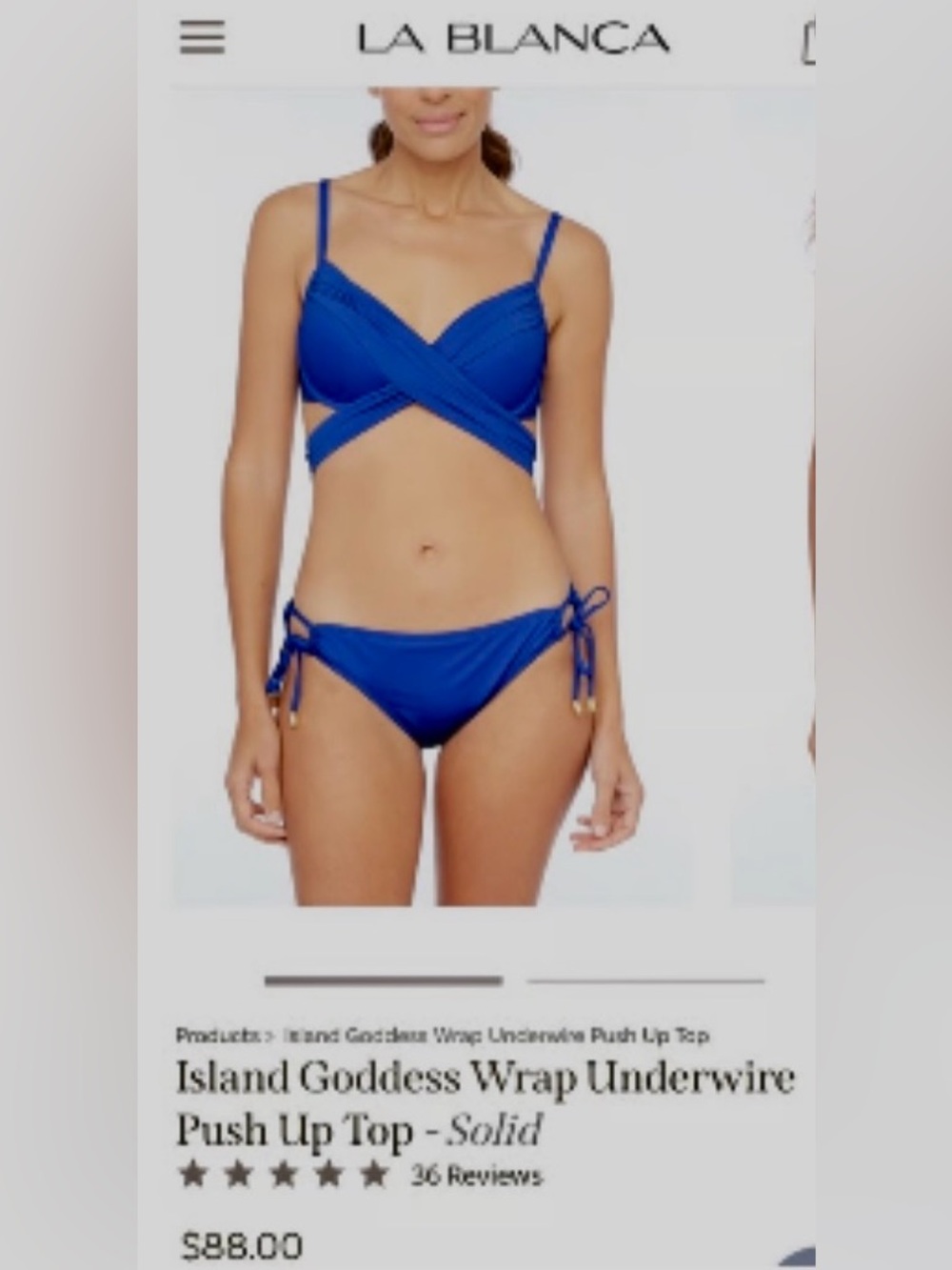 La Blanca Blueberry Blue Swim Top (sz 10) Bottoms (sz 12) worn 1x